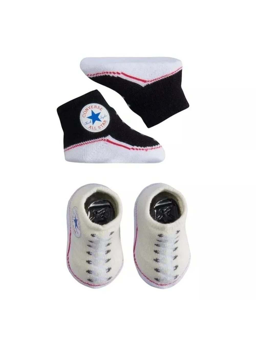 Converse Infant Booties Set 0-6 Months White & Black Sock Shoes